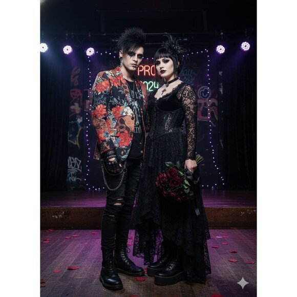 Whispers Of Mortality Floral Gothic Skull Blazer Jacket By Giovanco Goth Punk 40 - Picture 4 of 8